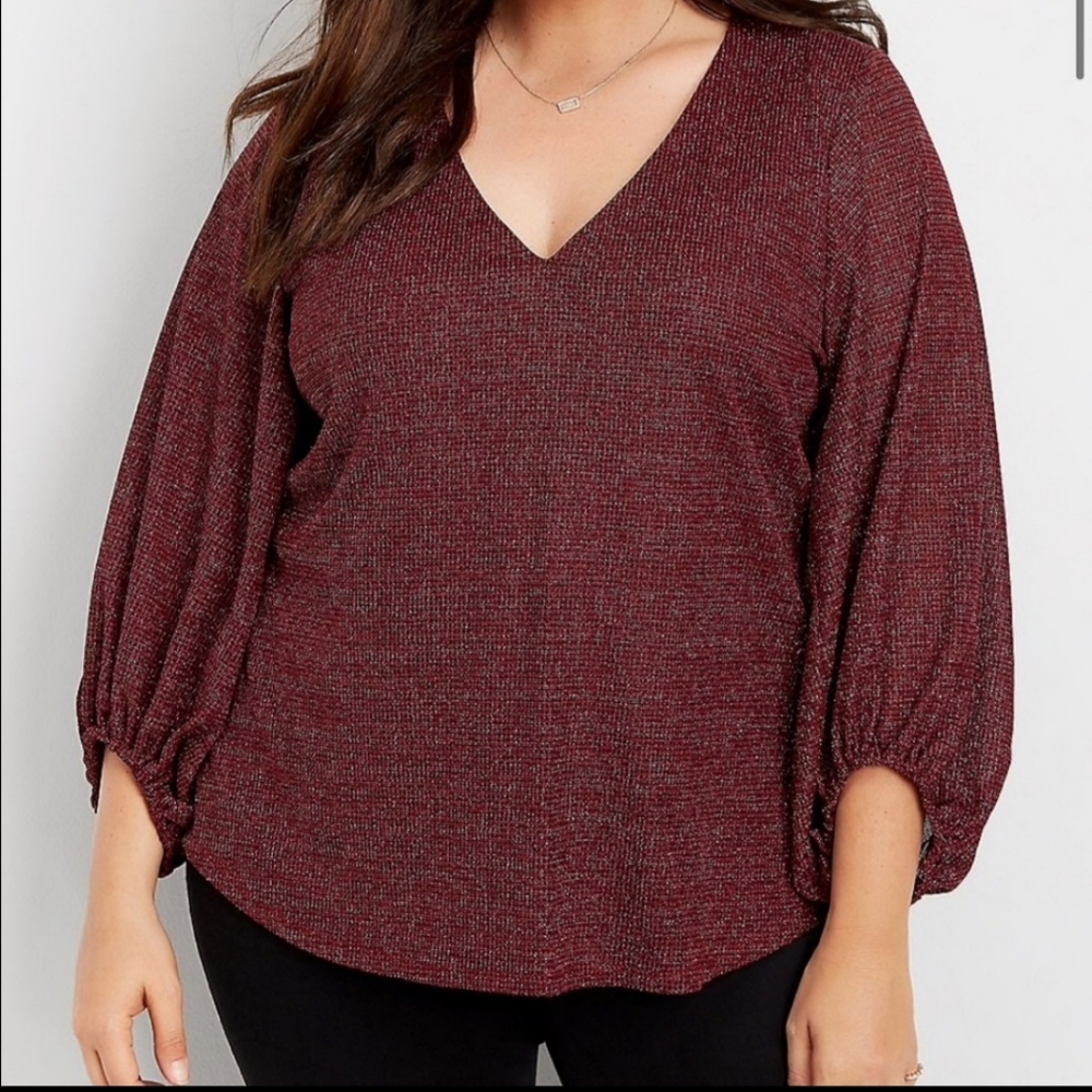 NWT Maurice’s Burgundy Sparkle Top XL/0X